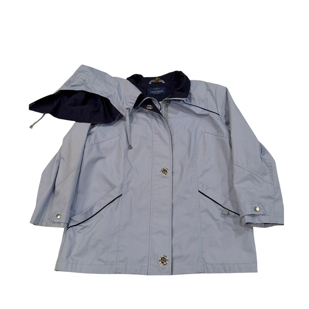 Mackintosh New England Rain Jacket Light Blue Hood Size Large